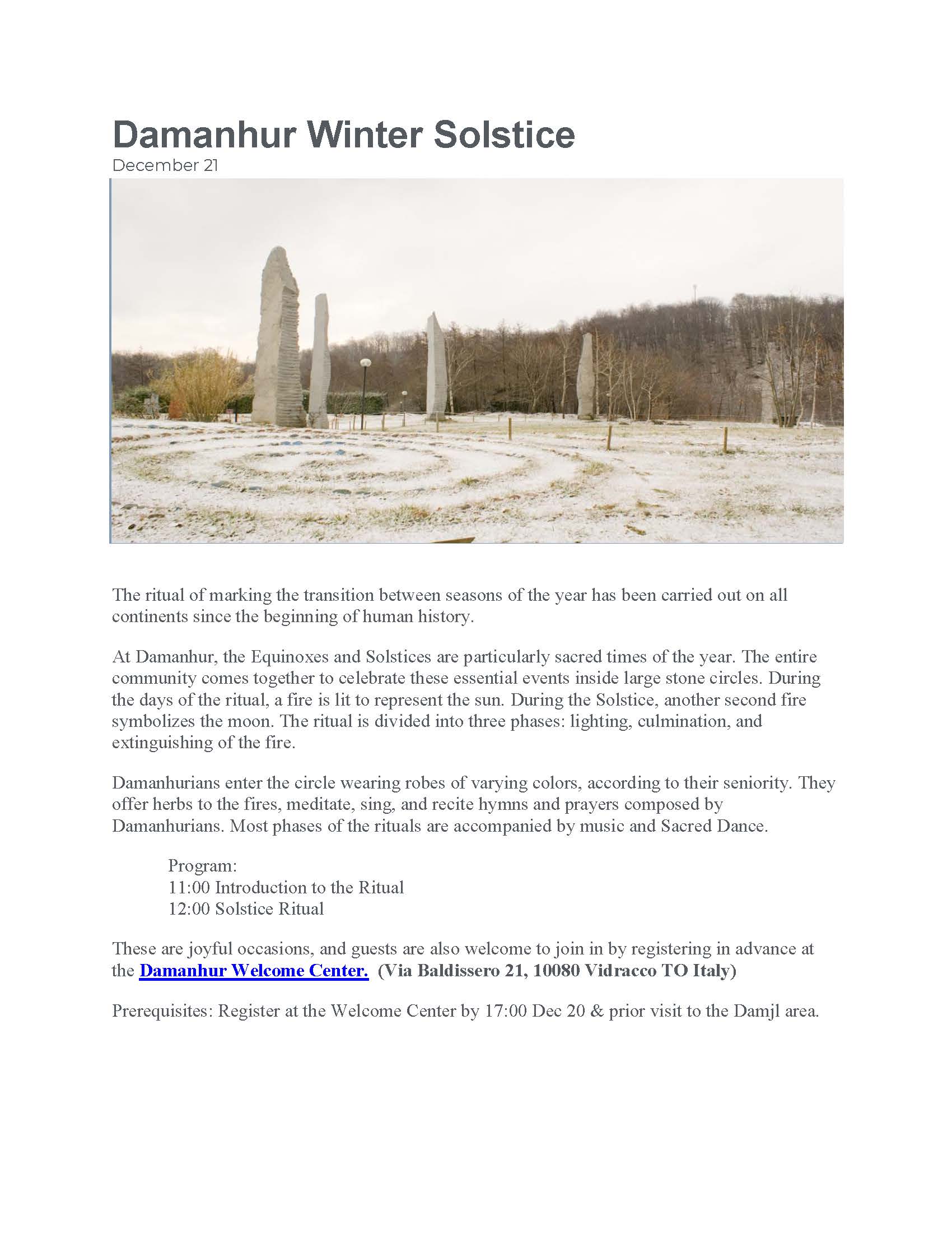 Damanhur Winter Solstice Celebration